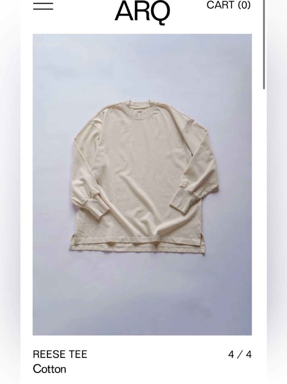 ARQ Reese tee in natural cotton